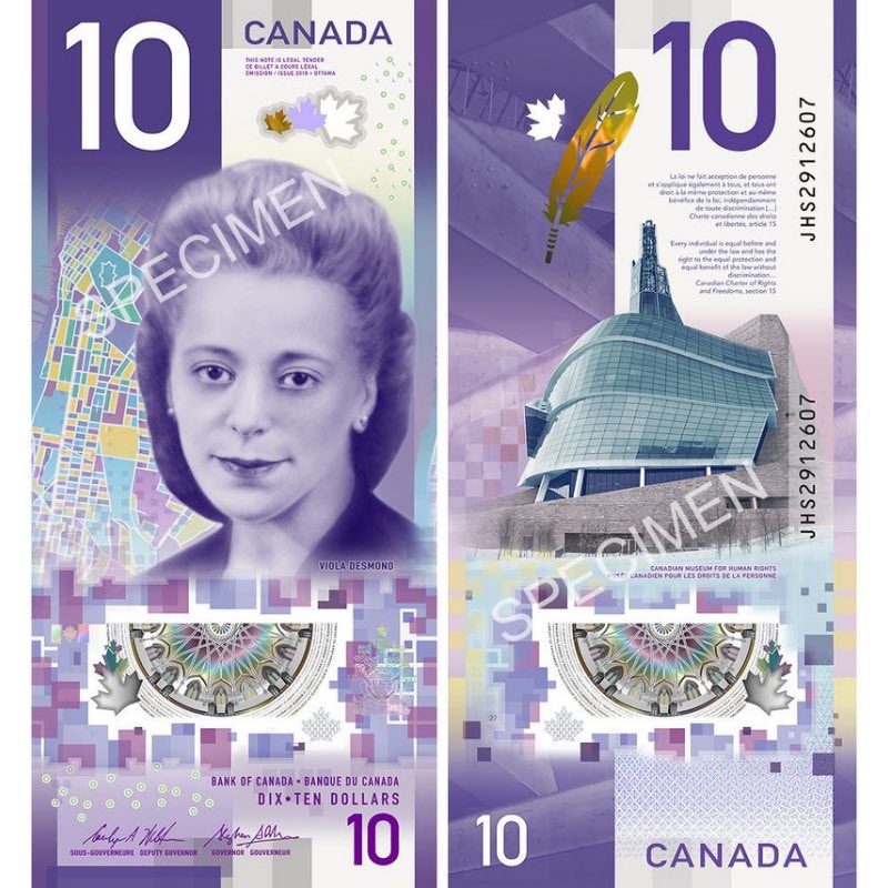 secretlifeofCAD's tweet photo. A new day. Civil rights activist and trailblazer #ViolaDesmond will replace John A. Macdonald on the ten dollar bill. #BlackHistory #CanadianHistory https://t.co/JP0AMxouPy