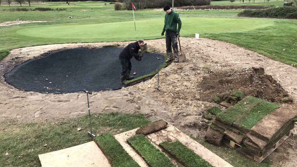 Nice to start revetting the newly shaped/lined greensides, both bunkers on the 9th have been completed