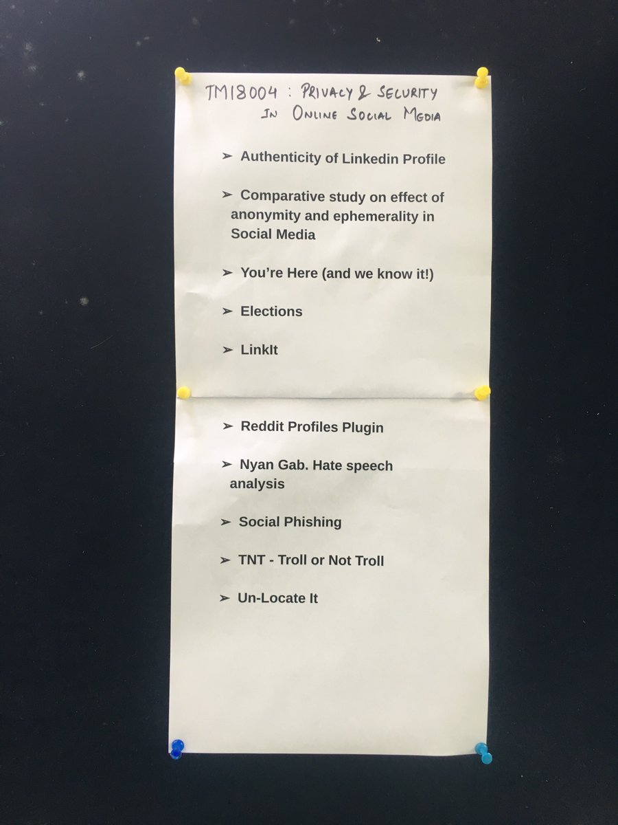 ponguru's tweet photo. Incredible performance by students of #TM18004 Privacy and Security on Social Media @iiit_hyderabad 10 projects, 24 students, and 1 TA! 100+ students visited the poster session, including many faculty! Thanks to all students, evaluators, visitors! #ProfGiri #IIITHStudentsRock https://t.co/l2PcMNUt7P