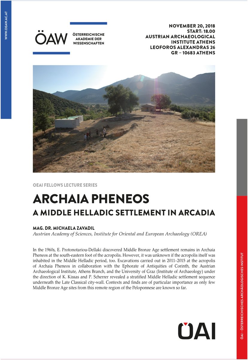 orea_news's tweet photo. M. Zavadil (OREA) will present the Middle #Helladic settlement of Archaia Pheneos in Arcadia tomorrow evening at the Austrian Archaeological Institute in #Athens
#Archaeology #Peloponnese #BronzeAge https://t.co/MiCBp3rBFU