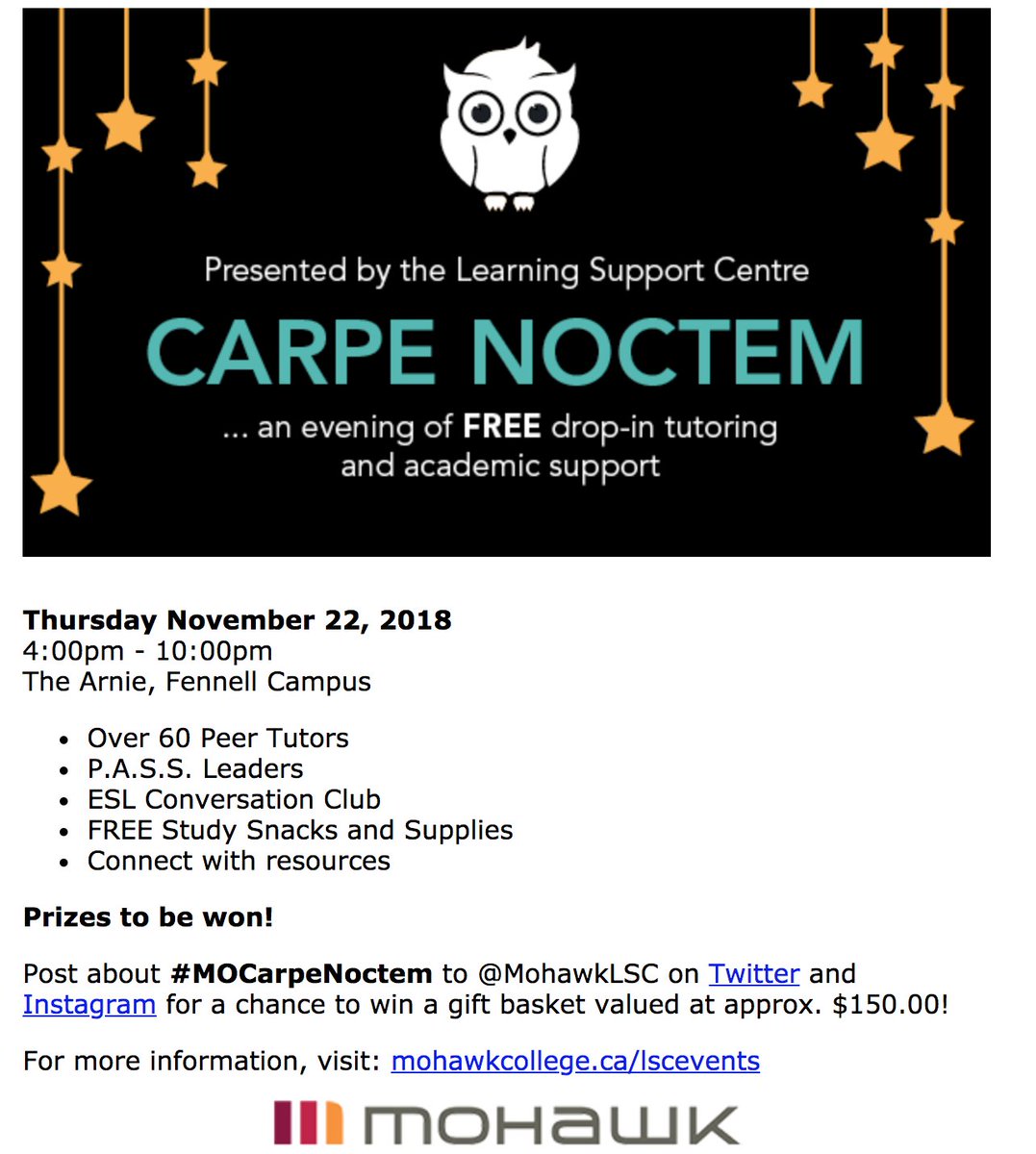 IslamicTh0ught's tweet image. I'm going to #MOCarpeNoctem this week because I have a LOAD of academic and personal tasks I need to accomplish and need my group to come together.  I also hope to see my peers from the Small Business program attend too! Thank you @MohawkLSC for hosting this great opportunity.