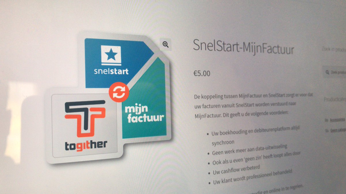 Togither1's tweet photo. Sneak preview van nieuw integratie platform met als 1e casus een koppeling tussen @SnelStart en #mijnfactuur https://t.co/tVZnzRxqJF