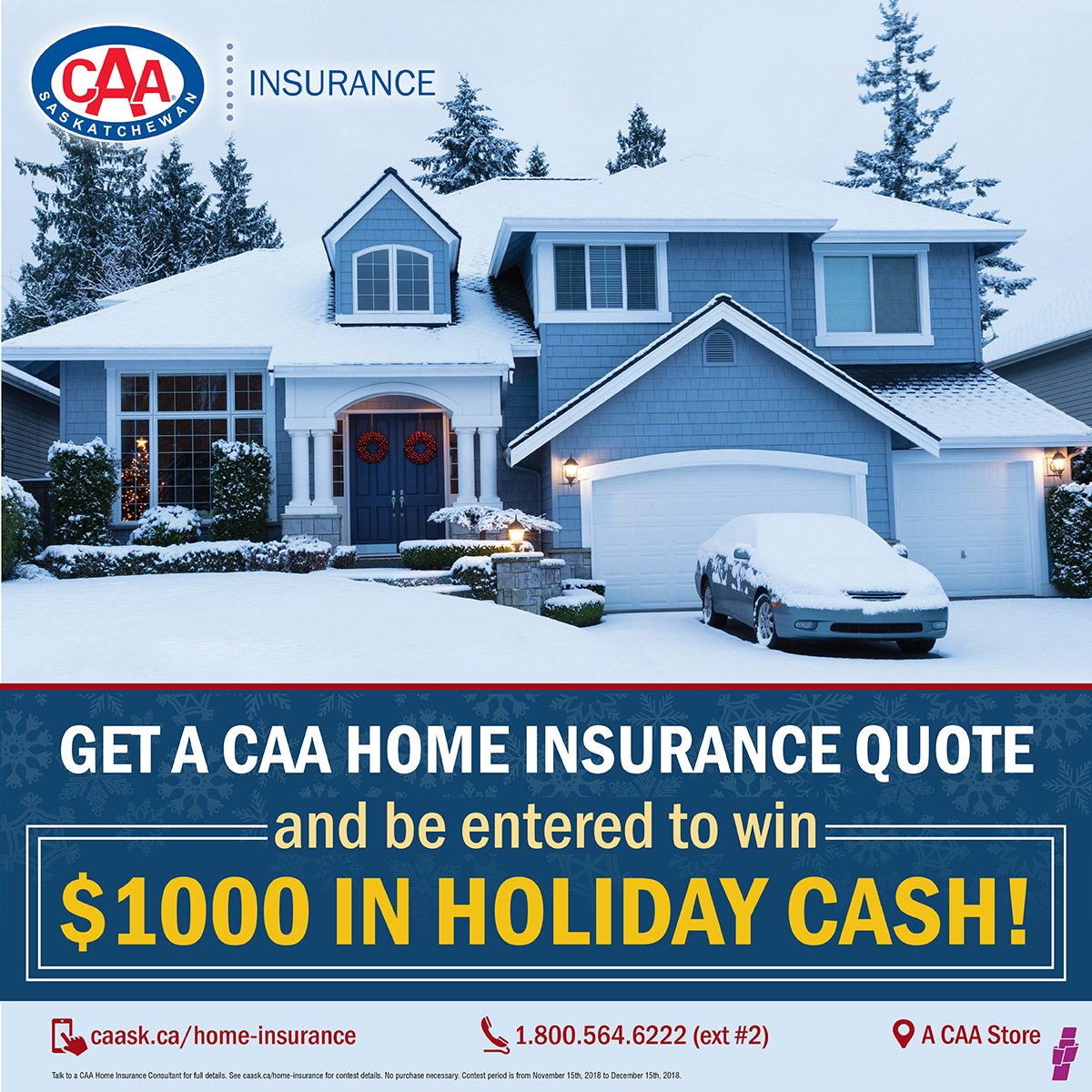 CAASaskatchewan's tweet image. CAA Home Insurance protects your home and belongings against loss from fire, theft, wind, vandalism and other unexpected events. Enter to win $1000 in Holiday Cash when you get a CAA Home Insurance Quote! Click to get yours today hubs.ly/H0fB21q0 | #CAAInsurance