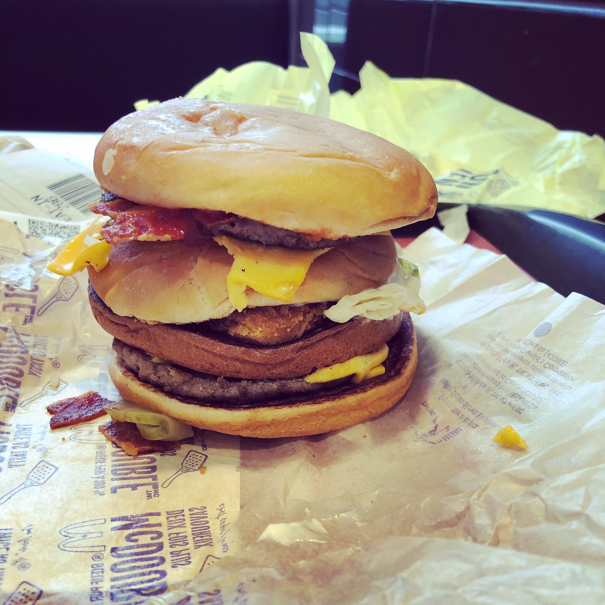 edgeoftolerance's tweet photo. Had to do it. When you crave a McGangbang there isnโt much else that will suffice!
#DirtyBurger #McGangbang #Messy #Cheese #Beef #Chicken #Bacon #McShits #TheHunger #Hangry #WhyGodWhy #TheEdgeOfTolerance #Food? https://t.co/o1zJ1n5l6i