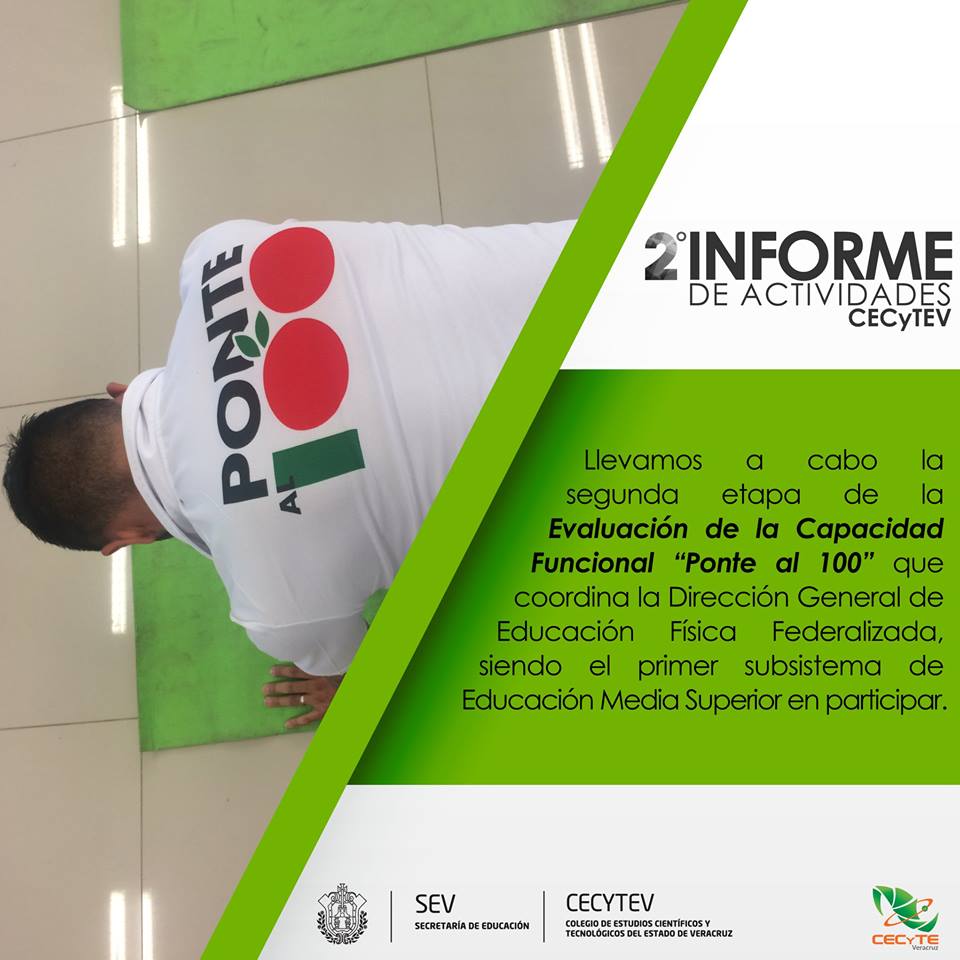 cecytev's tweet photo. Llevamos a cabo la segunda etapa de la Evaluación de la Capacidad Funcional #PonteAl100 que coordina la Dirección General de Educación Física Federalizada, siendo el primer subsistema de Educación Media Superior en participar. #2InformeDeActividadesCECyTEV #SEV @YaliSoteloAltu https://t.co/B3d5tPs5u1