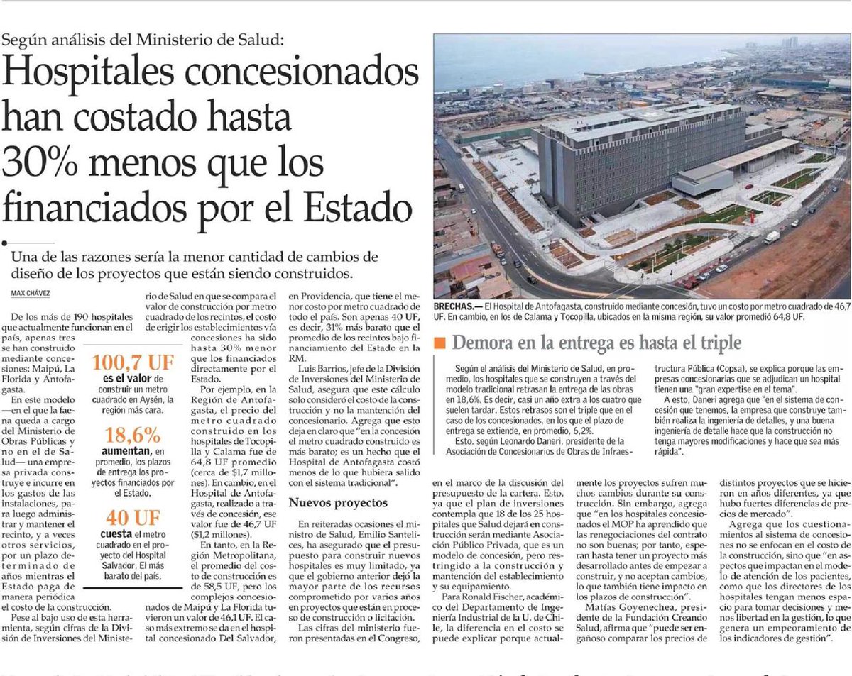 Dr_LCastillo's tweet photo. Construcción de hospitales bajo modelo asociación público-privada permite acortar brecha en infraestructura a nivel nacional y además, representa ahorro sustantivo para el Estado, Ej: m2 del H. del Salvador será 31% más barato que si fuera construido bajo modelo tradicional. https://t.co/TidoI7dUqL