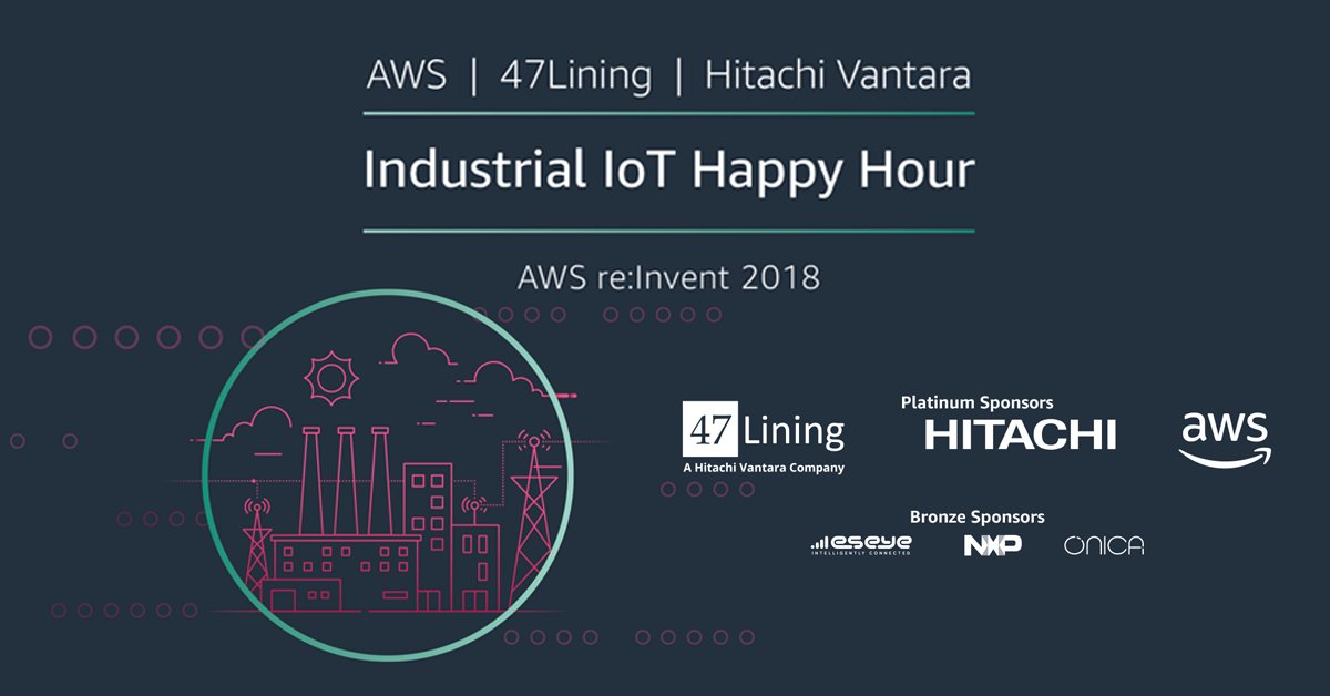 47lining's tweet image. Mining, Oil &amp;amp; Gas, Energy and Manufacturing Colleagues - Please join us for the Industrial IoT Happy Hour at AWS #reInvent2018 bit.ly/2B218gd