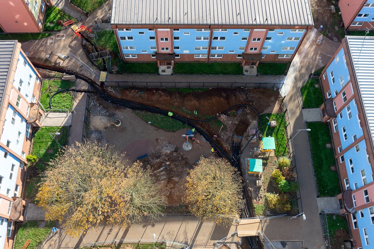A great overhead shot of our #EcoflexThermo #preinsulatedpipes being installed at the Ongo Housing Scheme in #Scunthorpe