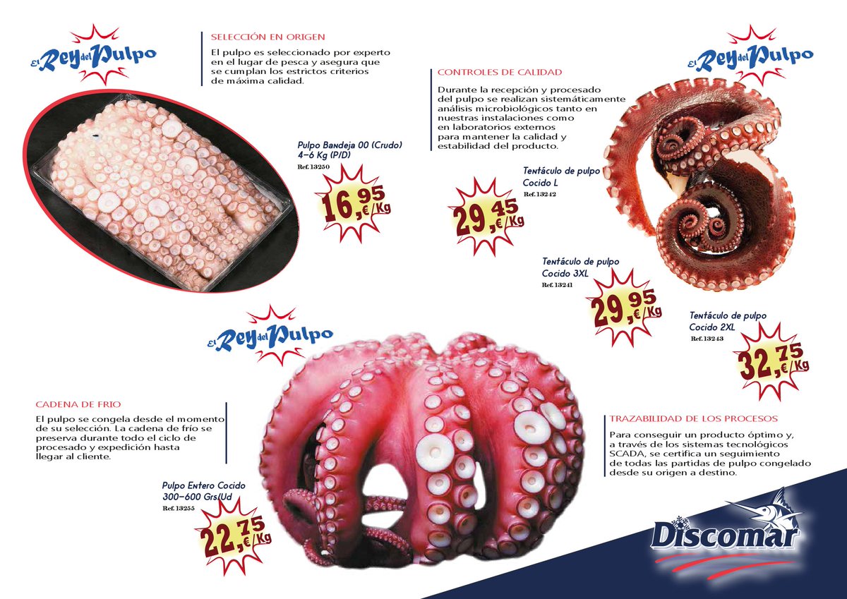 Discomar_'s tweet photo. Esta Navidad no te quedes sin pulpo,no te quedes sin #ElReyDelPulpo
Quien lo prueba, repite.¡Compruébalo!
#Pulpo Congelado de Máxima Calidad #DISCEFA #restauracion #hosteleria #alimentacion #madrid #torrejondeardoz #discomar #congelados #refrigerados #pulpocongelado #distribuidor https://t.co/nhQu796yGd