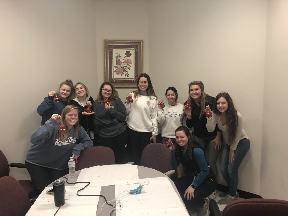 ArkCrisisCenter's tweet photo. Special Thanks to Caroline, Kristin, Rachael, Chloe, Grace, Price, Parker, Kayla and Hanna for volunteering to make awesome little Razorback Christmas ornaments. Sale at First United Presbyterian Church in Fayetteville on Sunday December 2, 2018. Come out and support the ACC. https://t.co/7a9MEU4CtZ