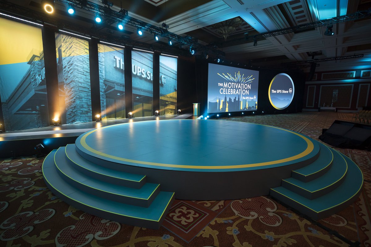ProsceniumGroup's tweet photo. Our set for @TheUPSStore Convention 2018! "The Motivation Celebration"

#prosceniumnyc #events #eventspro #eventing #theupsstore #upsstore #production #motiongraphics #eventdesign #setdesign #theatre #liveevents #productiondesign #conferences #convention #motivation #nycagency https://t.co/6IWFOzVrWB