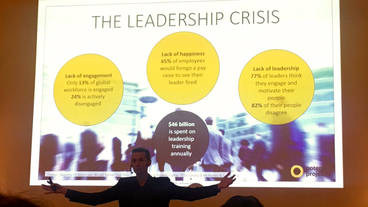 juliusmanni's tweet image. “65% of employees would forego a pay raise to see their leader fired.” @RasmusTPP kicking off The Mind of a Leader seminar. #PotentialProject