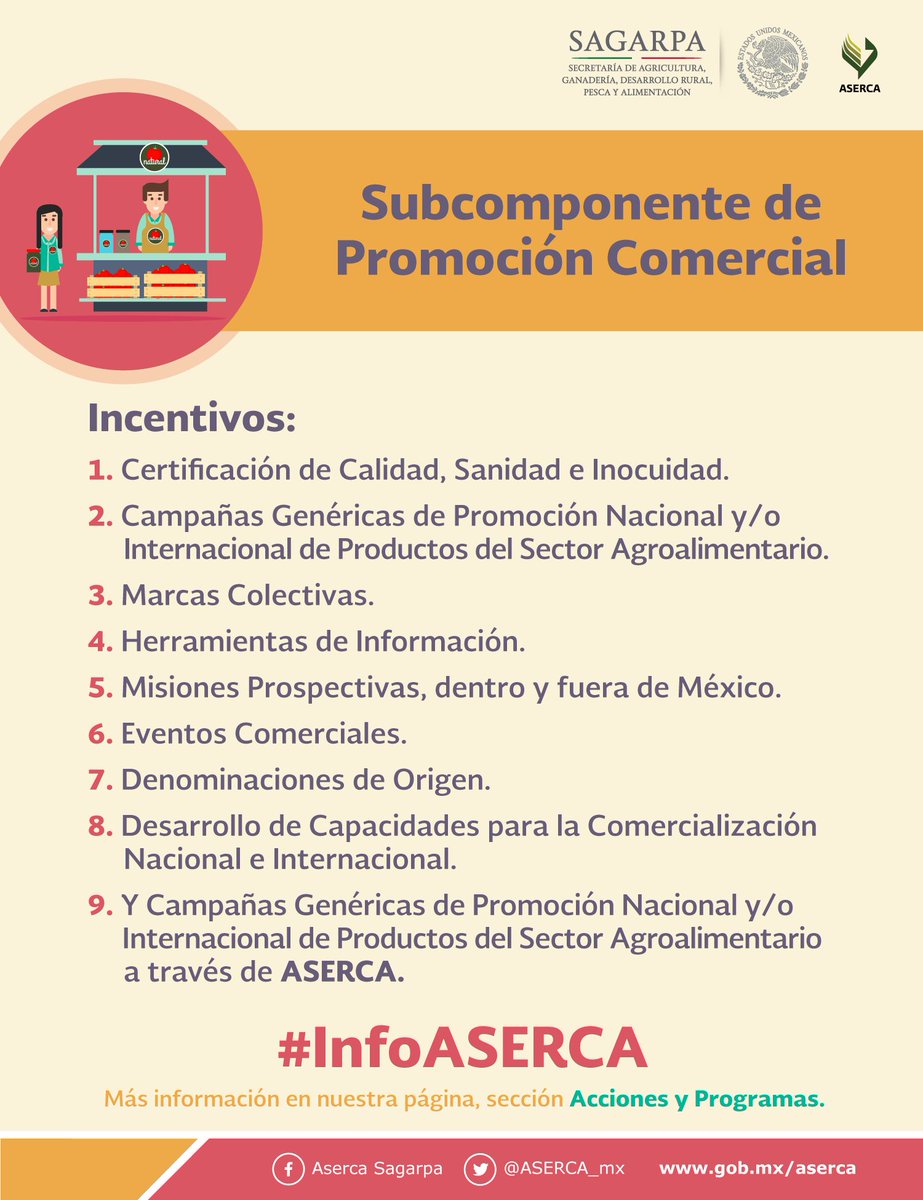 asercamx's tweet photo. #ASERCAte y conoce los Incentivos del Subcomponente #Promoción Comercial, aquí puedes consultarlos a detalle: https://t.co/hQiE8RwHBd https://t.co/5nIoSsdIYN