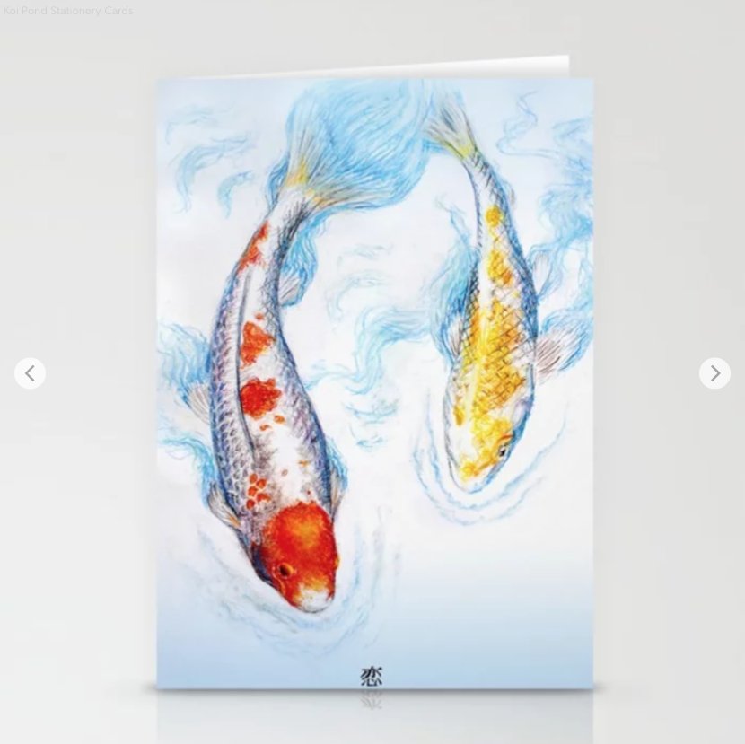 Show your love with a thoughtful stationary card. The illustration 'Koi Pond' is available at bit.ly/2PxZhZC. #koi #balance #easternreligion #spirituality #peace #art #drawing