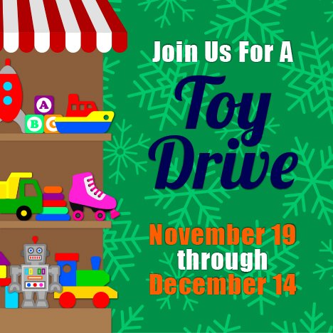 Our Company-wide Toy Drive begins today! Help us deliver smiles this holiday season and drop off unwrapped toys at one of our TitleMax, TitleBucks, or InstaLoan stores!