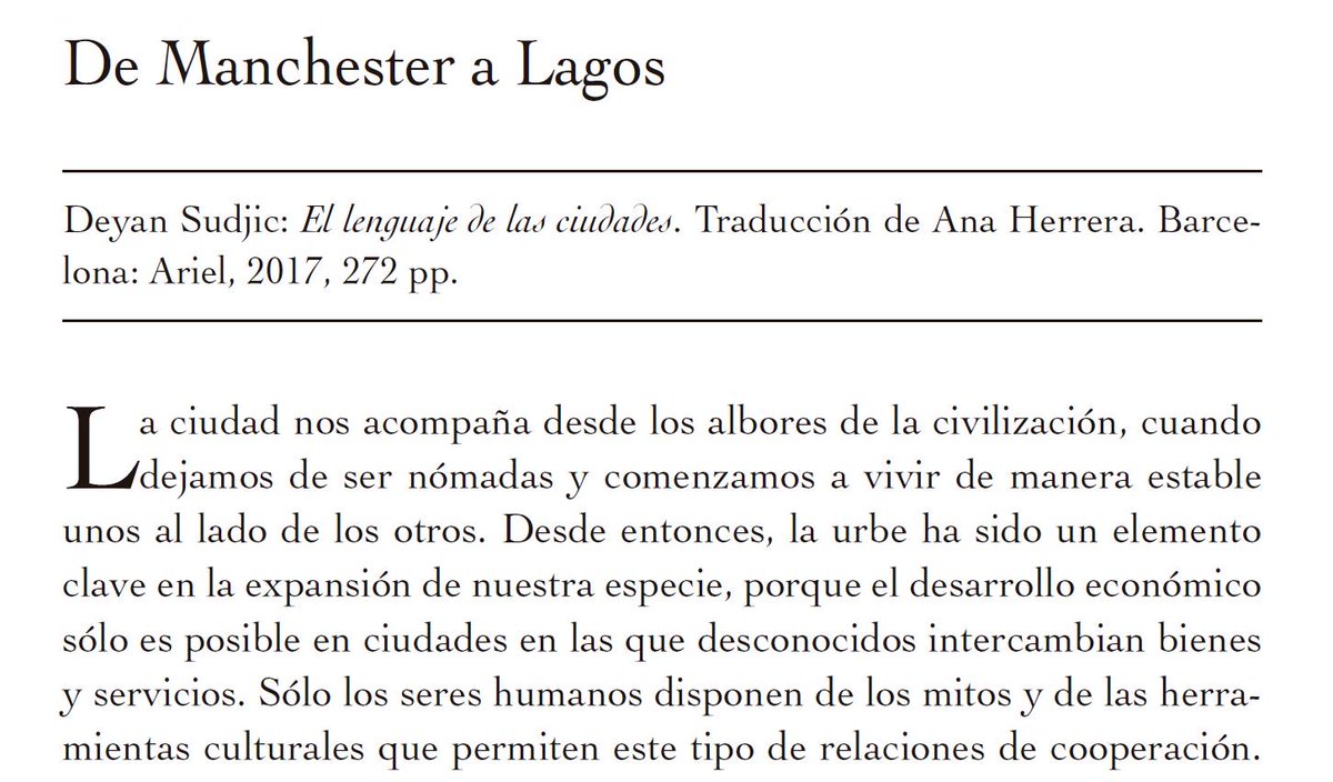 Atrevia's tweet photo. Este mes @RevOccidente publica la reseña de @ManuMB sobre el libro de Deyan Sudjic: "El lenguaje de las ciudades". Puedes leerla aquí: https://t.co/aSzz79H9FD https://t.co/gxRBHvC2xk