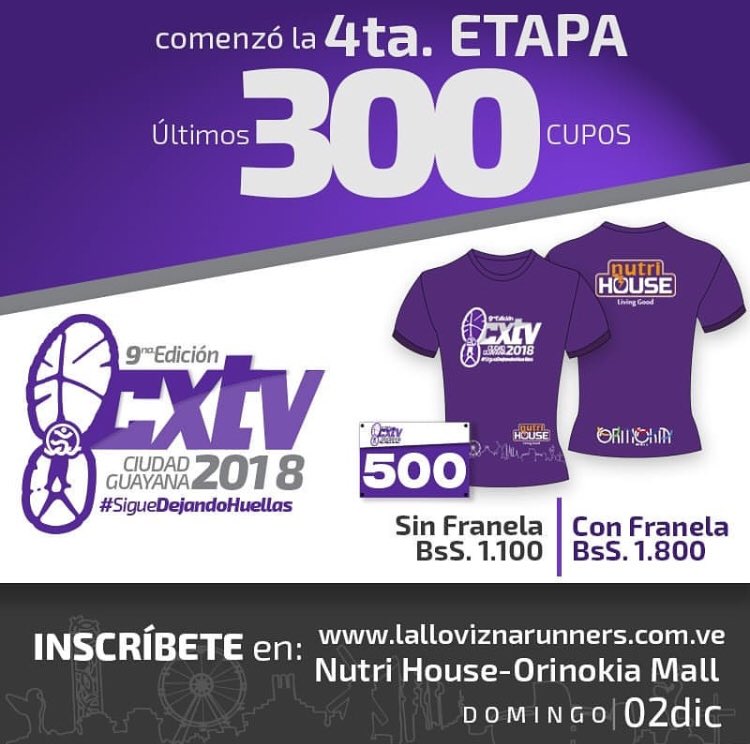 digitalrunner01's tweet image. ⚠️ATENCIÓN⚠️
Inscripciones cierran este jueves 22/11 o hasta agotarse los ÚLTIMOS 100 CUPOS!!
9na Edición del #CxTV2018 2/12/18 a beneficio de la "UE Colegio Iqbal Masih", inscríbete a través de nuestra web lalloviznarunners.com.ve o visita la tienda @nutrihouse en @orinokiamall