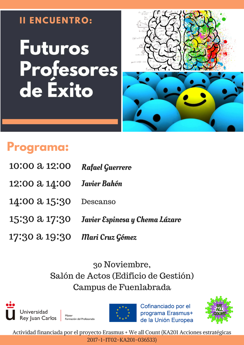 Niucoedu's tweet photo. La universidad Rey Juan Carlos celebrará el día 30 de Noviembre su II encuentro " Futuros Profesores de Éxito" en el campus de Fuenlabrada y Niuco estará presente en la piel de Javier Espinosa y Chema Lázaro.

¡Consigue tu entrada GRATIS aquí!  
https://t.co/YFo3sgRnPj https://t.co/cJcmyPhF5S