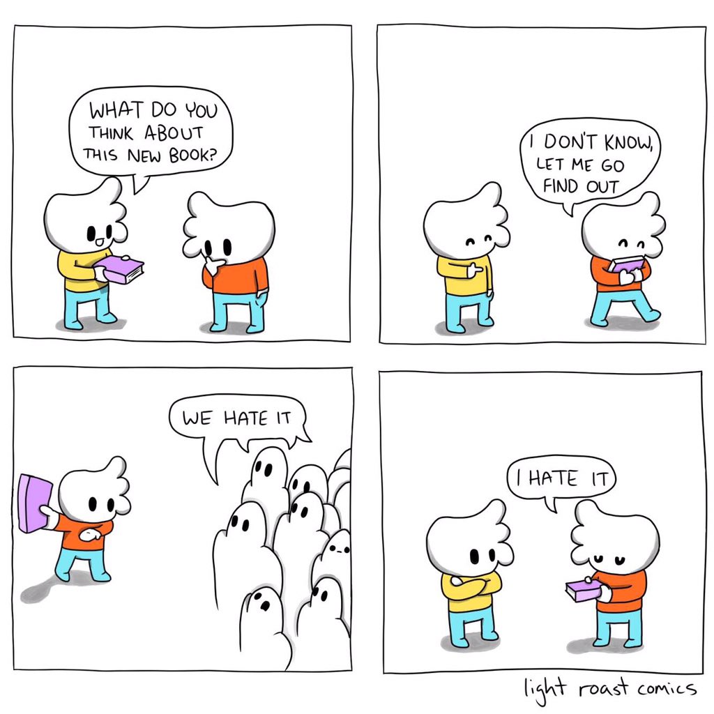 mr_baumgartner's tweet photo. Make your own mind up, don’t just follow the crowds.
Here’s a good #comicmonday for ya from #lightroastcomics https://t.co/LbWMFohOTk