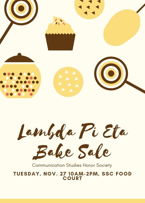 LamarCommDept's tweet photo. Bake someone happy! 

Come by the Set's food court to grab some delicious treats baked by Lambda Pi Eta members. All money raised goes to @UnitedWayBMT. #bakedwithlove #bakedforacause #beaCOMMcardinal https://t.co/78m0d94O1F