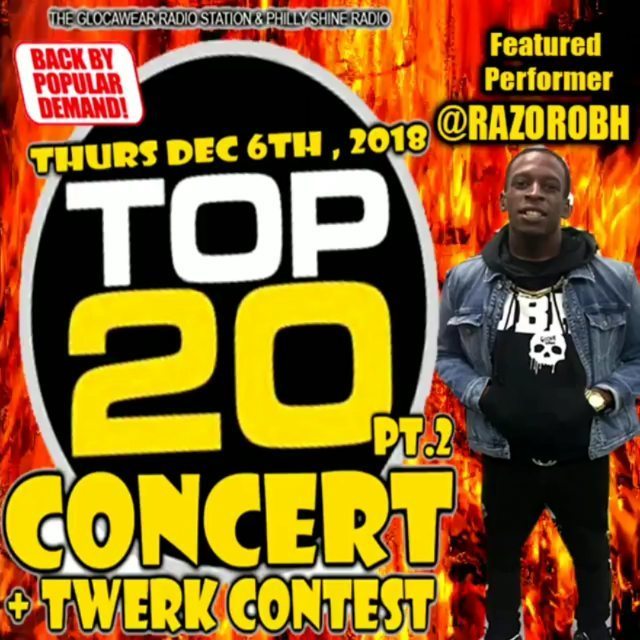 Via @glocawear... @RazorOBH featured artist at
🔥#Top20Concert pt2🔥

Hit up @honestphire & Register
Dec 6th at Troc Balcony!!! Sign up!! 'Top 20 Concert + Twerk Off'
Thursday Dec6th 2K18
At @trocphilly Balcony 
1003 Arch st. 
Hosted by @honestphire an… ift.tt/2FqEnH4