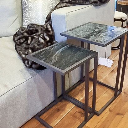 thequietmoose's tweet image. Our Fullerton Nesting Tables are inlaid with rich black fossil marble tops. When not holding cocktails, the set of two nests compactly. quietmoose.com #nestingtables #interiordesign #Furniture #FurnitureDesign #homedecor