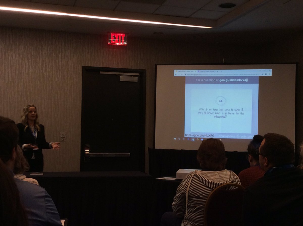 mrsfitchthird's tweet photo. "Why do we have kids come to school if they no longer have to go there for information?" #MakingGenius @curatecuriosity @NYSCATE #NYSCATE18 #naplescsd https://t.co/49xXwSAuao