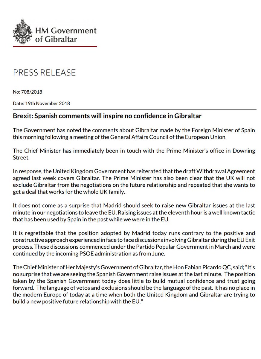 Our press release on the matters raised this morning in Brussels in respect of the Withdrawal Agreement.
