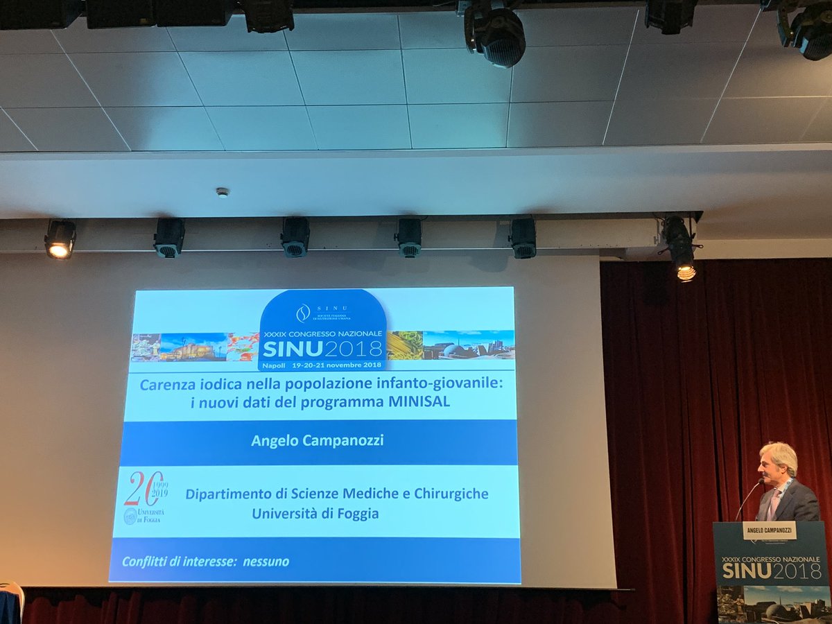 SINU_Italia's tweet photo. Carenza di #iodio nei #bambini e #ragazzi. Il Prof. Angelo Campanozzi da @unifg presenta i nuovi dati del programma #MINISAL. #SINU2018 https://t.co/EOnfjq0tqd