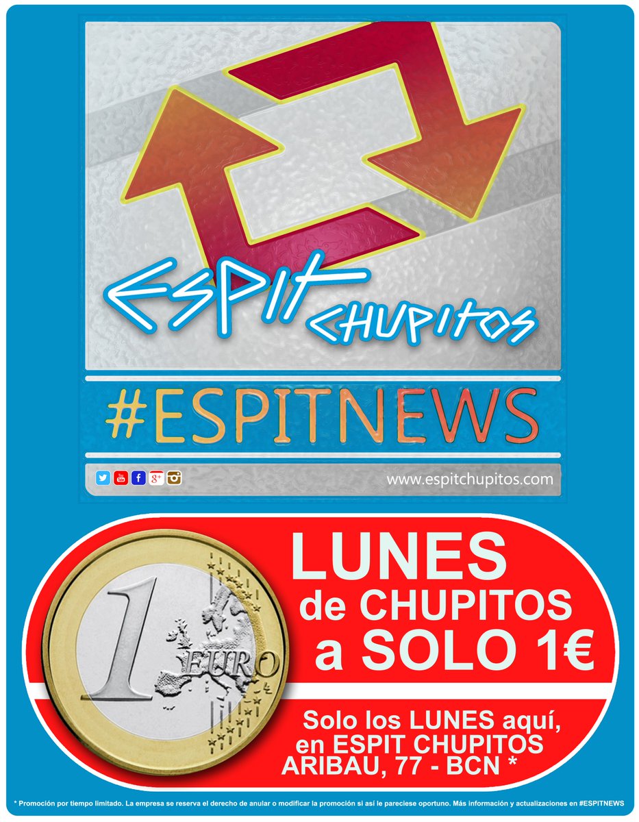 EspitChupitos's tweet photo. #CHUPITOSa1euro #EspitChupitos #Barcelona #LaRutaDelEspit #LaSemanaDelEspit #EspitNews #LaRutaDelEspit2018 #LaRutaDelEspit2019 #LosCLÁSICOSespit #Lunes #Martes #Miércoles #Monday #Tuesday #Wednesday #EspitChupitosAribau *EXCEPCIONES en https://t.co/qzRSuJ1v6x https://t.co/eMUuxo47Yy
