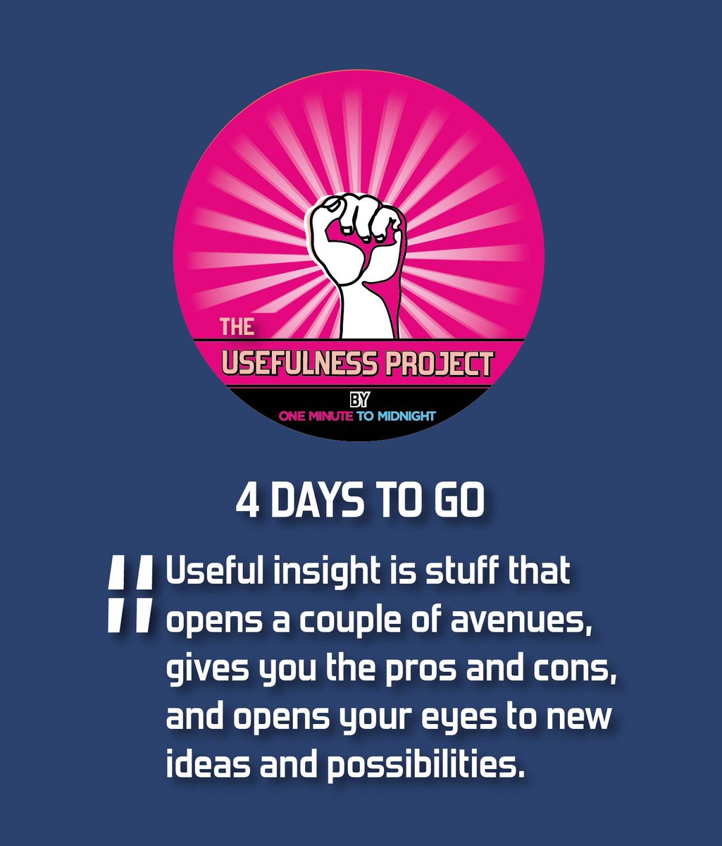 HumantruthsOMTM's tweet photo. The Countdown is on! 4 days to go until The Usefulness Project...

#theusefulnessproject #oneminutetomidnight #OMTM #useful #research #insight #business #countdown #human #humanwins #marketresearch #strategy https://t.co/XNa4DHia9z