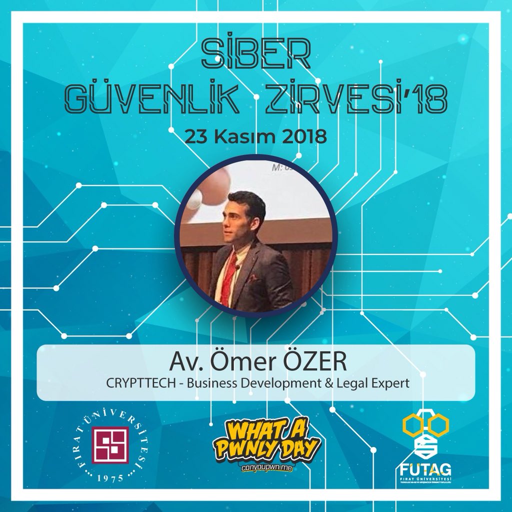 cypmfu's tweet photo. Fırat Üniversitesi Siber Güvenlik Zirvesi’nde @crypttech’den @av_omerozer 23 Kasım’da “Kişisel Verileri Koruma Kanunu" isimli sunumu ile bizlerle olacak.
23 Kasım 9:30 - Konferans: Bahaedin Ögel Konferans Salonu https://t.co/miODKclFw8