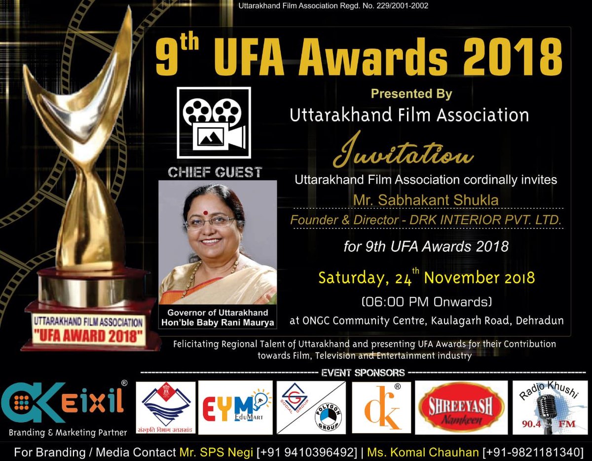 Drk_Global's tweet photo. Drk_Global Proud to be a Partner with Uttarakhand Film Association, Presenting 9th UFA Awards 2018 on 24th November 2018 at #Dehradun

#UFA2018 | https://t.co/HYyKBiwPpb …
#globalization #interiorstartup #presenter https://t.co/nYFaM1wOUw