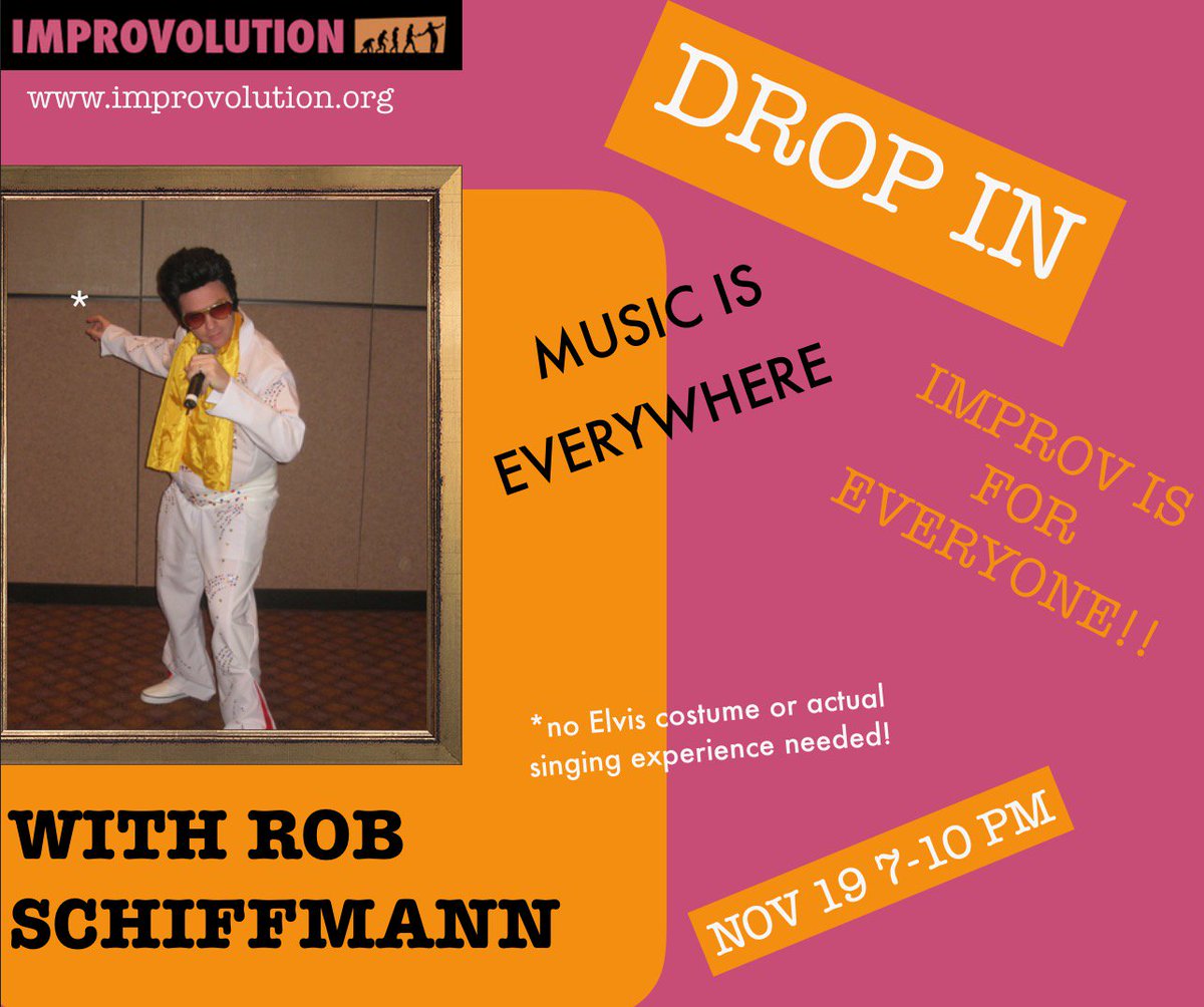 Improvolution's tweet photo. TONIGHT: TWO SPOTS LEFT! Start your week off right with MUSIC IMPROV with @RobSchiffmann Level 1 Experience needed (any school accepted) https://t.co/hZzCq4IjZM