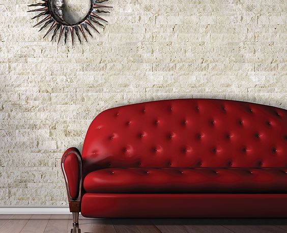 northtechstone's tweet image. This wall is done in split face travertine strips