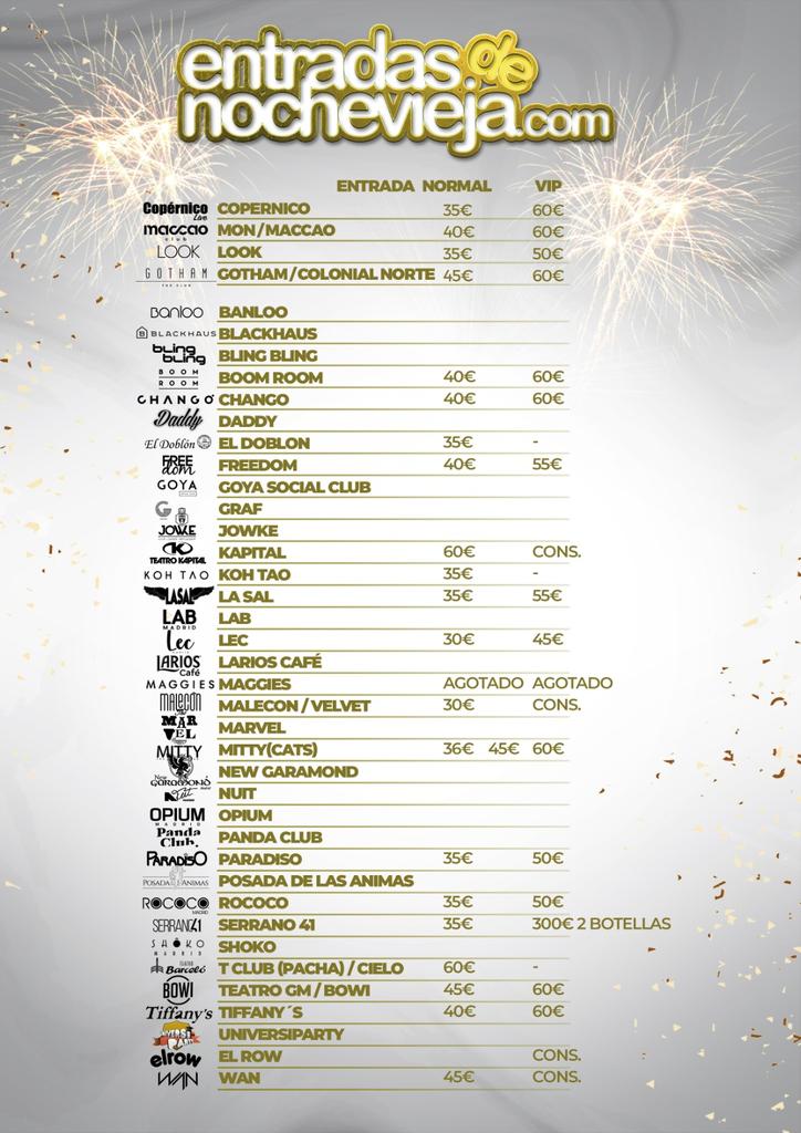 GothamRRPP's tweet photo. 🚩Nochevieja 2018
+ de 40 Salas en todo Madrid
Toda la información, reserva y venta de entradas:
- WhatsApp 648851031 https://t.co/zwGxtaUV75