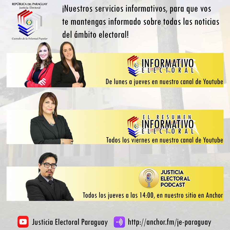 TSJE_Py's tweet photo. A través de nuestros sitios en #Youtube y #Anchor, te mantenemos informado!
@Amavio, @andytoledopy, @benitezana91 y @JuanLuisPY son los conductores de #ElInformativo, #ElResumen del Informativo y #JEPodcast!
Youtube: https://t.co/chhZPUcFAX
Anchor: https://t.co/hvPpEz18fX https://t.co/cELk6evOU6