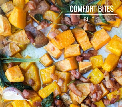 Roasted Butternut Squash and Sweet Potato with Pancetta, Garlic &amp; Sage #recipe by <a href="/joromerofood/">Jo Romero</a> #thanksgiving #paleo comfortbites.co.uk/2016/10/roaste…
