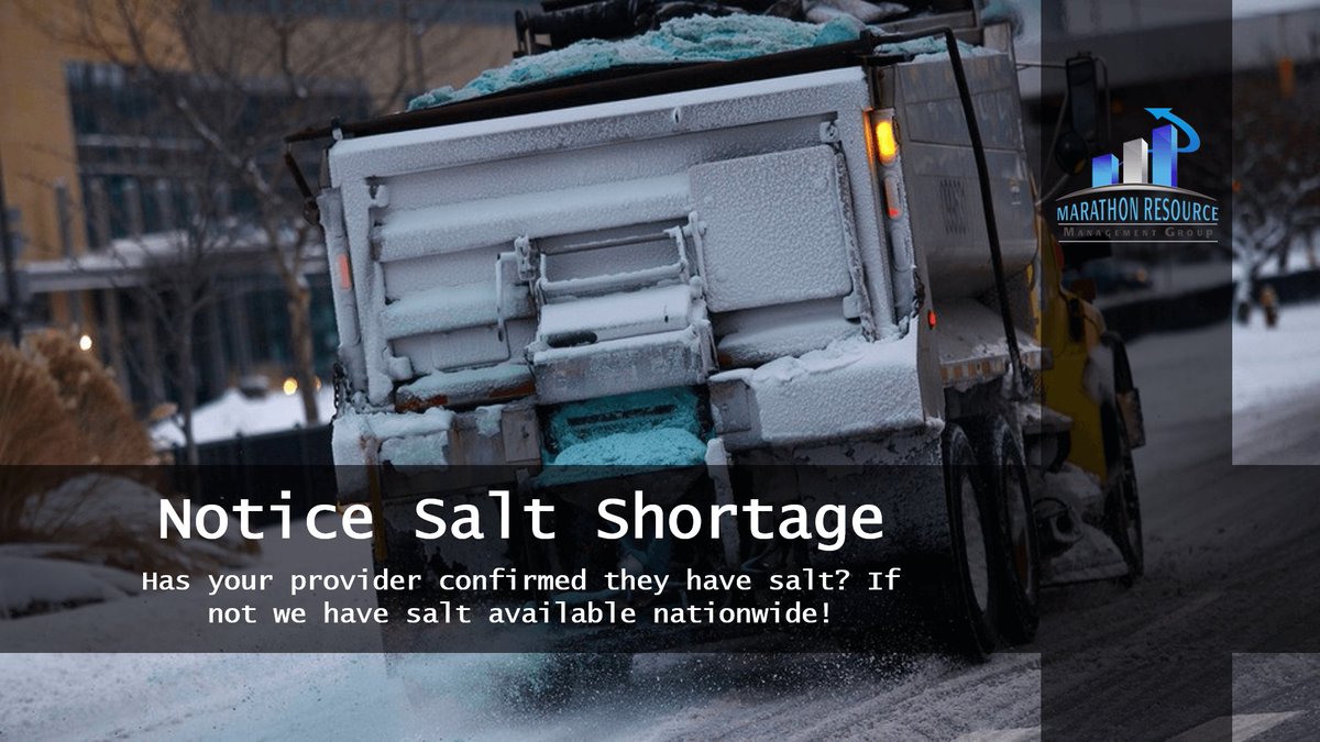 MarathonRMG's tweet photo. Salt shortages are sweeping the nation, confirm with your service provider they have enough salt. If not rest assured Marathon RMG has plenty.

Read This Article: https://t.co/WHsus76I1w
#MarathonRMG #GotSalt #Snow2018 https://t.co/GyLxxcMVxo