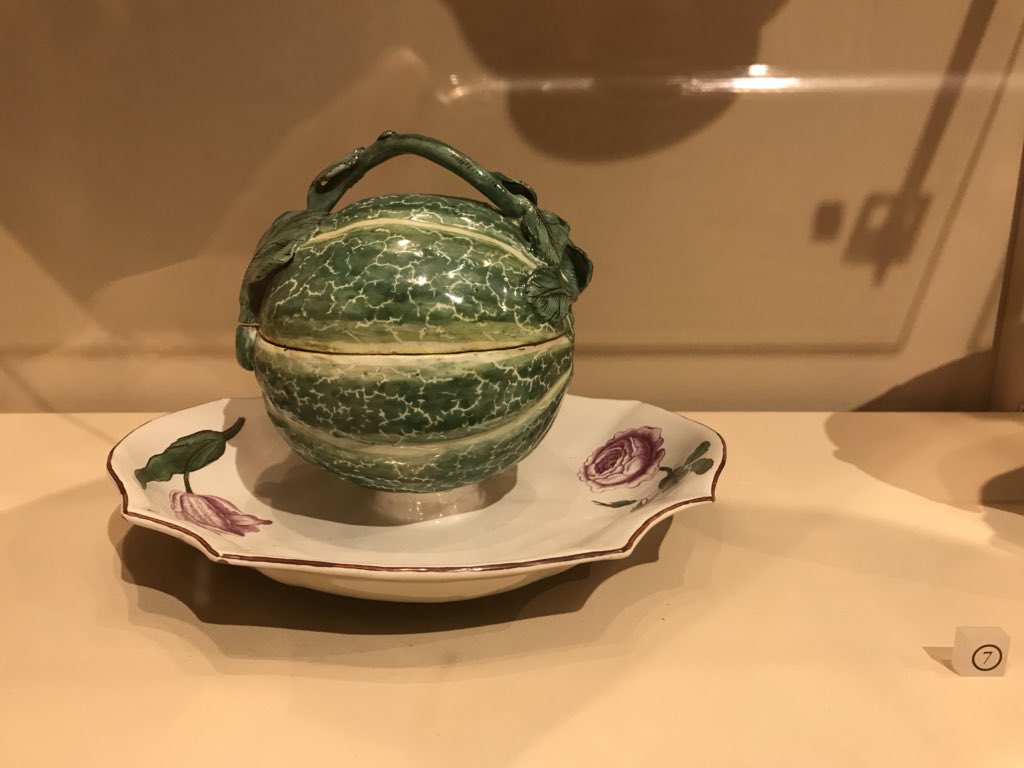 Amplify_Kate's tweet photo. For #museum30 food, here’s some European porcelain that looks like food! (Photos of the wall text in the reply). https://t.co/Y6CecKSSCu