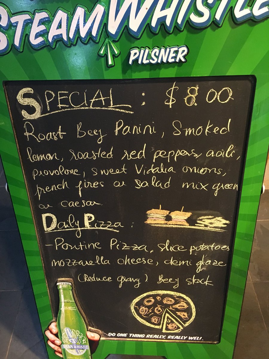 Check out today’s daily specials! We have #poutinepizza 🤤.. When in Canada