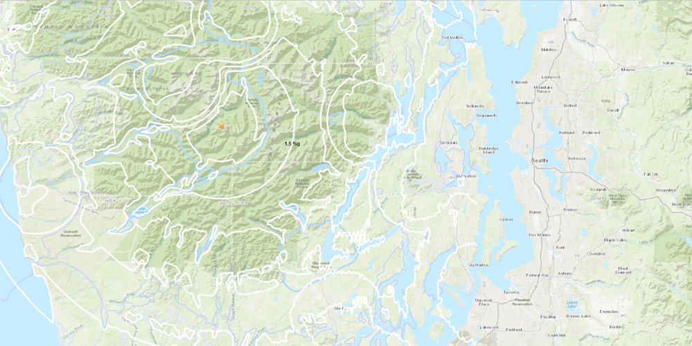 KingCountyWA's tweet image. A magnitude 4.1 earthquake struck beneath the Olympic Peninsula at about 3 a.m. 

We live in earthquake country. Learn about the hazard in our region and how you can get ready. ➡️ ow.ly/AITA30hX0Nz