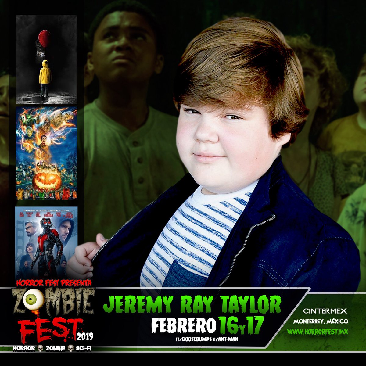 Primer invitado del #ZombieFest2019 <a href="/JeremyRayTaylor/">Jeremy Ray Taylor</a> a la 1:00pm anunciaremos el segundo invitado, en total serán 3 invitados, más información en nuestro Facebook HORROR FEST MONTERREY