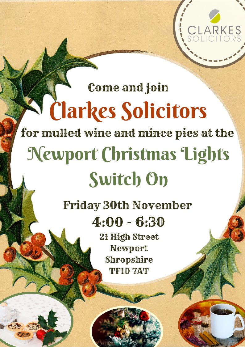 We’re taking part in the Newport Christmas Lights Switch on this year 🎄

Pop in for a mince pie and a glass of mulled wine while you enjoy the evening festivities!

More information about what’s on can be found here: newportshropshire-tc.gov.uk/Core/Newport-T…