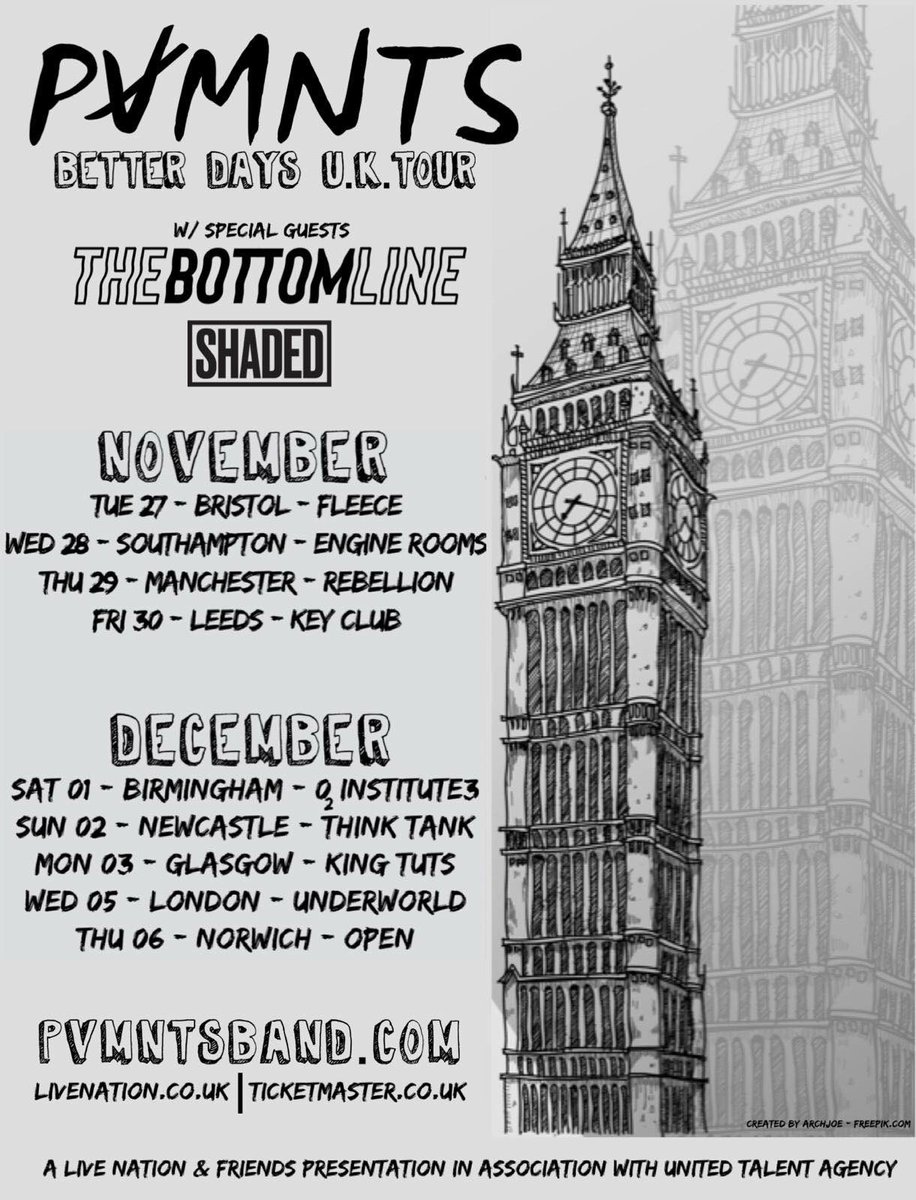 Come say hello to me and <a href="/TheBottomLineUK/">THE BOTTOM LINE</a> on any of the days listed below #poppunk #uktour