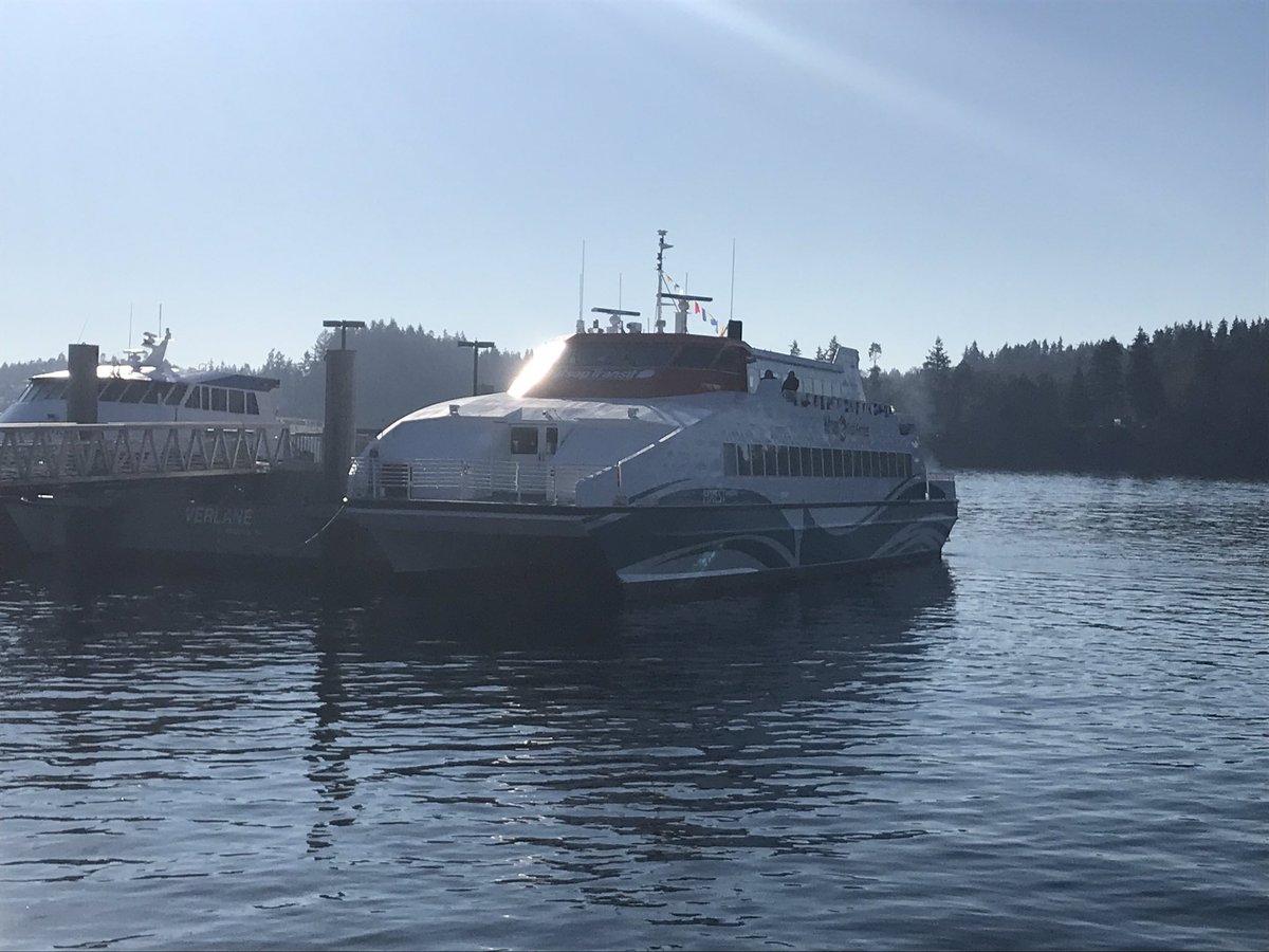 RobMunoz88's tweet photo. KINGSTON - .@KitsapTransit launching their newest fast ferry service, DT Seattle direct from Kingston. They promise it will cut a current trip aboard WS Ferries &amp; car ride from ~70min. to 40min. @KIRO7Seattle https://t.co/0Yg0zK3Qgz