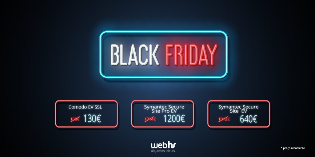 webhs's tweet photo. O seu site está preparado para o Black Friday? 🤔

Aproveite a nossa campanha e garanta um site mais seguro para os seus clientes! ✅ Certificados SSL EV ▶️ https://t.co/nTKoc73zxA https://t.co/7JxM9GQVN6