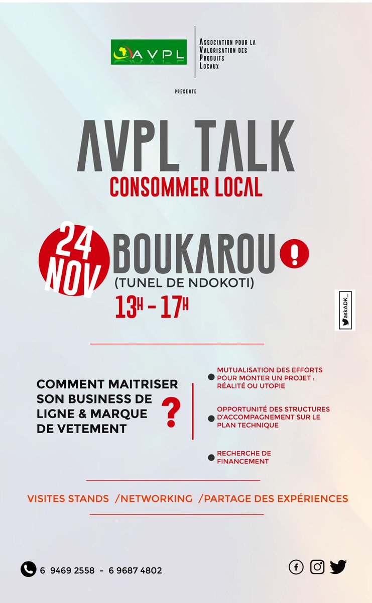 AssociationAVPL's tweet photo. Aussi....
Vous entrepreneur ... Vous avez la possibilité de vous enregistrez et de beneficier d'un temps de parole qui vous Sera alloué ....
Fais nous Signe.....
Vous avez forcément un Produit à faire valoirAussi....
#AVPLTALK #Cameroun #ConsommerLocal #EatInside https://t.co/HtJjWDeL7T