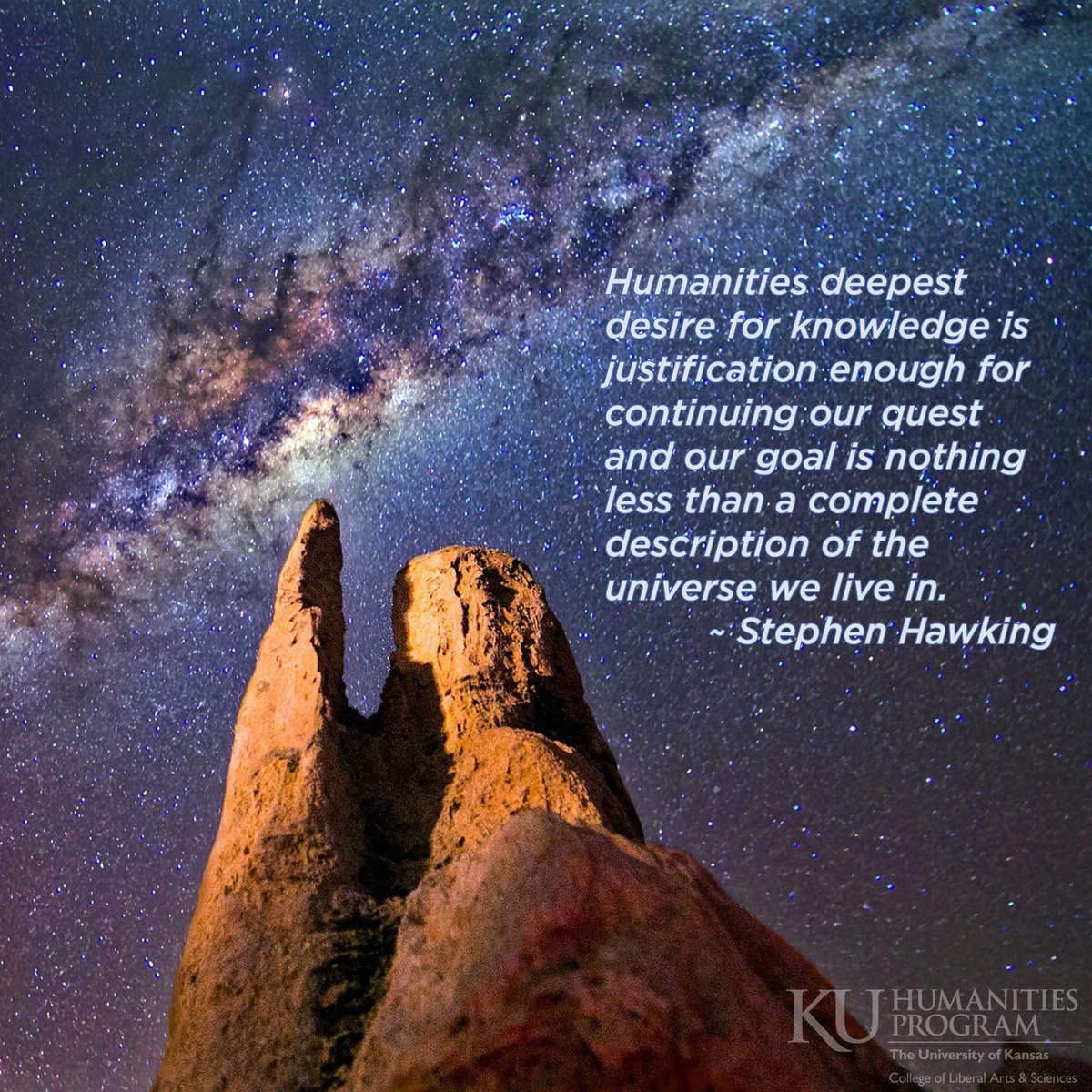 HumanitiesatKU's tweet photo. Humanities is not just about asking tough questions, it's about our desire for knowledge #studyhumanities #humanitiesandscience #humanitiesatKU https://t.co/WaZJomQwyu