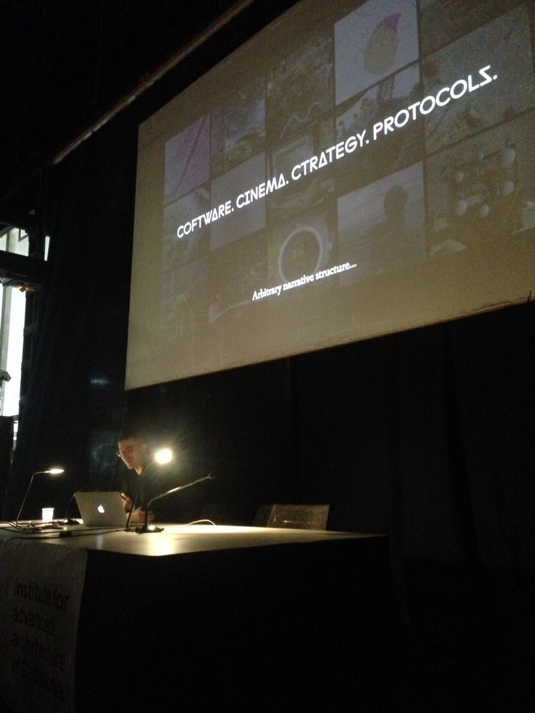 IAAC's tweet photo. Join us at #IAACLectures! Nicolay Boyadjiev from @strelkaschool #Now lecturing at @IAAC about #Software, #Cinema, #Strategy, #Protocols. https://t.co/xB44xHpDuN